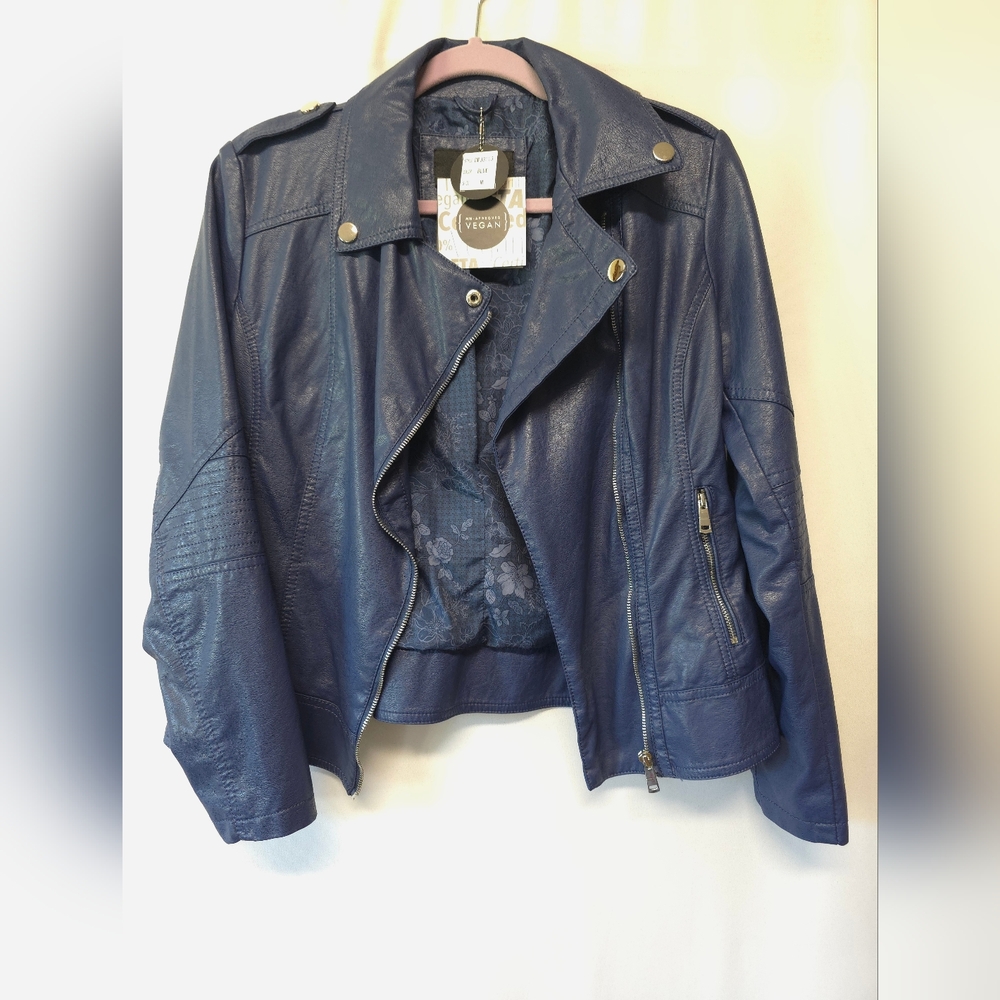 Women's Blue Leather Jacket